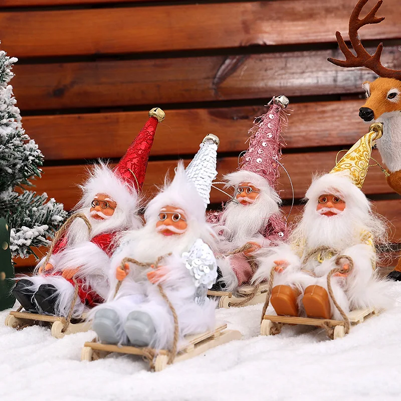 Christmas Sled Santa Claus Doll Decoration Xmas Tree Hanging Ornaments Christmas Decorations for Home 2026 Navidad New Year Gift
