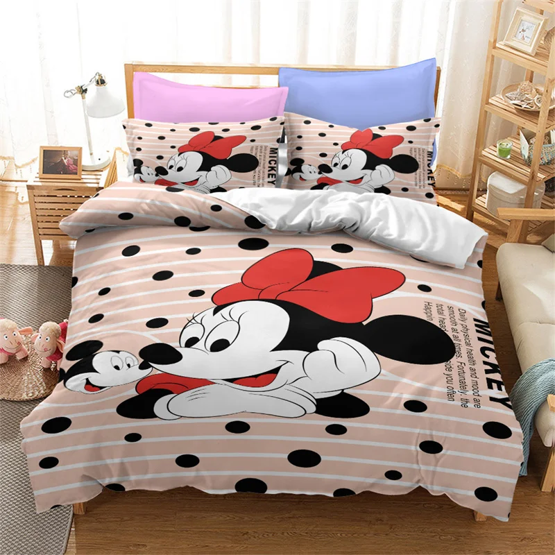 Disney Duvet Cover Sets Mickey Minnie Mouse Quilt Cover Pillow Case Digital Printed Bedding Set Boy Girl