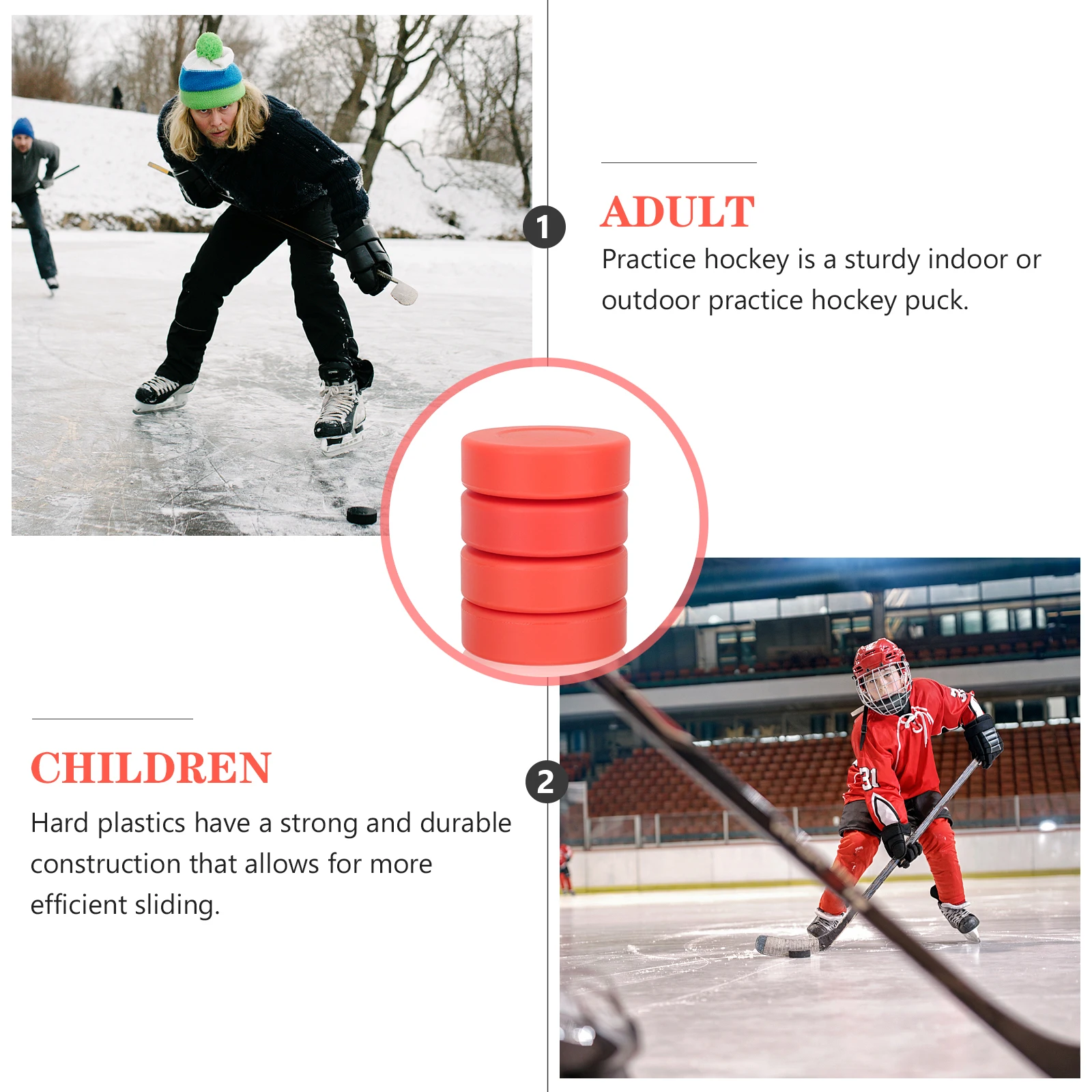 4 шт. хоккейные шайбы для тренировок, резиновая шайба для тренировок, гладкое скольжение, идеально подходит для использования на коньках в помещении и на открытом воздухе