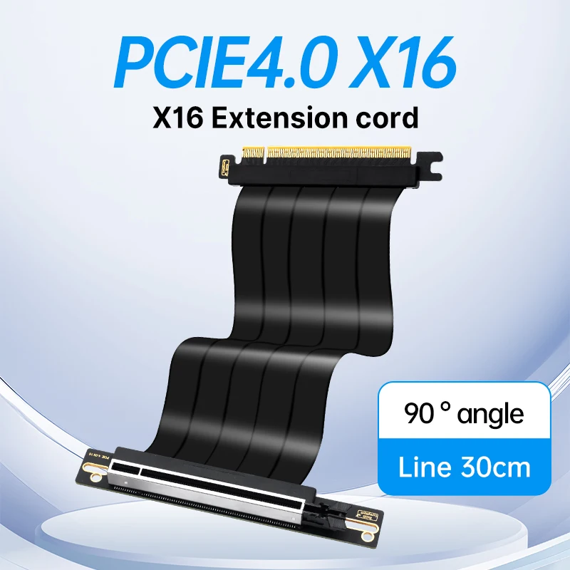 

Удлинительный кабель FENVI PCIE 4.0, черный 90 ° Угловой высокоскоростной гибкий кабель Riser GPU X16 Удлинитель видеокарты