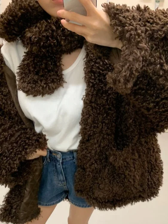 

Съемный зимний шарф с воротником из овчины, теплый женский хлопковый жакет, шикарное свободное пальто для женщин