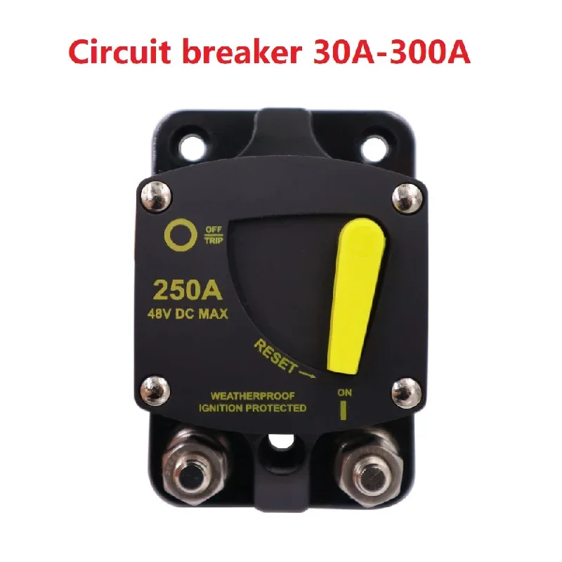 30-300A AMP Circuit Breaker Reset Fuse 12-48V DC High Current Overload Protection Weatherproof For Car Audio Amplifier RV Yacht