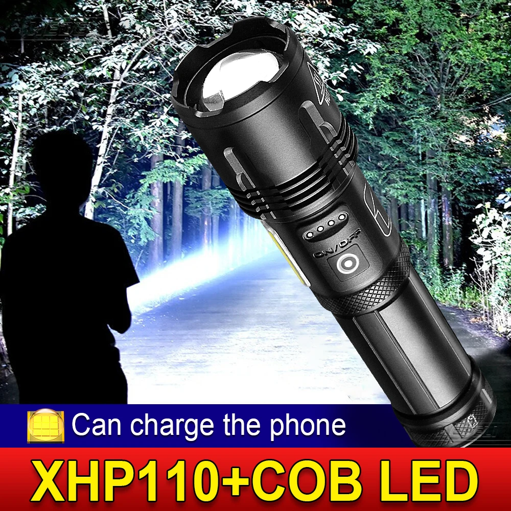 

Портативный фонарик Suepr Bright Lantern XHP110 Светодиодные фонарики с COB Light Масштабируемая лампа Водонепроницаемый фонарик Рыбалка Кемпинг