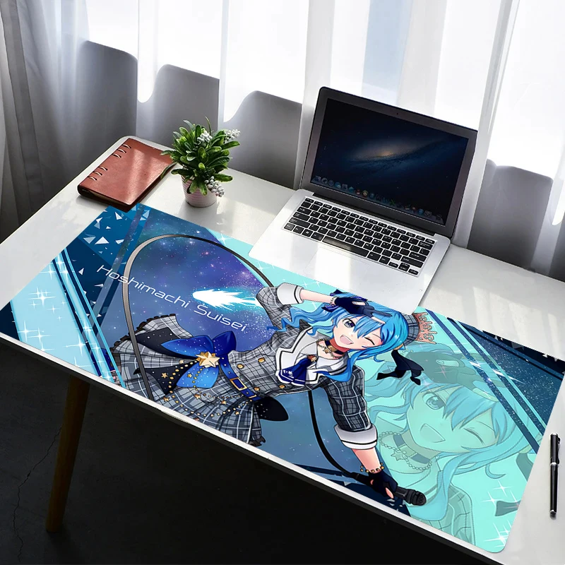 Mouse Pad Laptop Rubber Extended Desktop Mat Hololive Hoshimachi Suisei Computer Gamer Mousepad Gaming Accessories Keyboard Pad