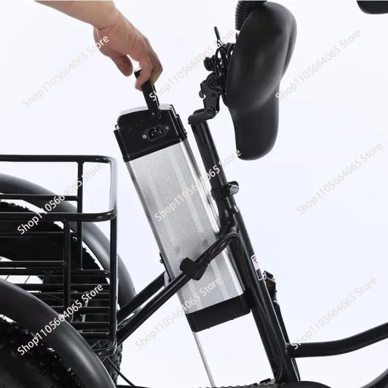 Folding electric tricycle 4.0 inch wide tire three-wheeled electric freight bicycle