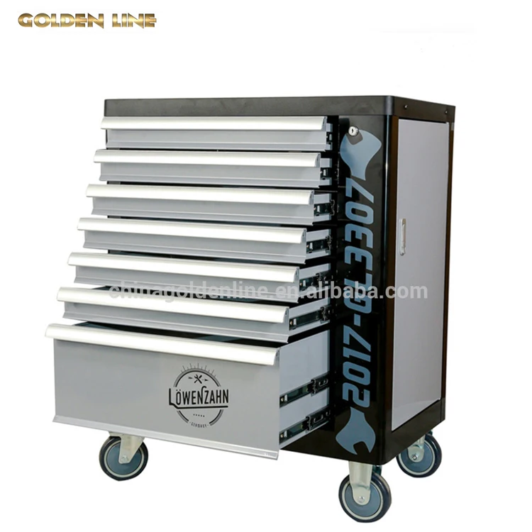 Work Bench Hand Tool Set Diagnostic Trolley Truck Tool Box Customized Durable Professional Utility Tool Cart Black Carton