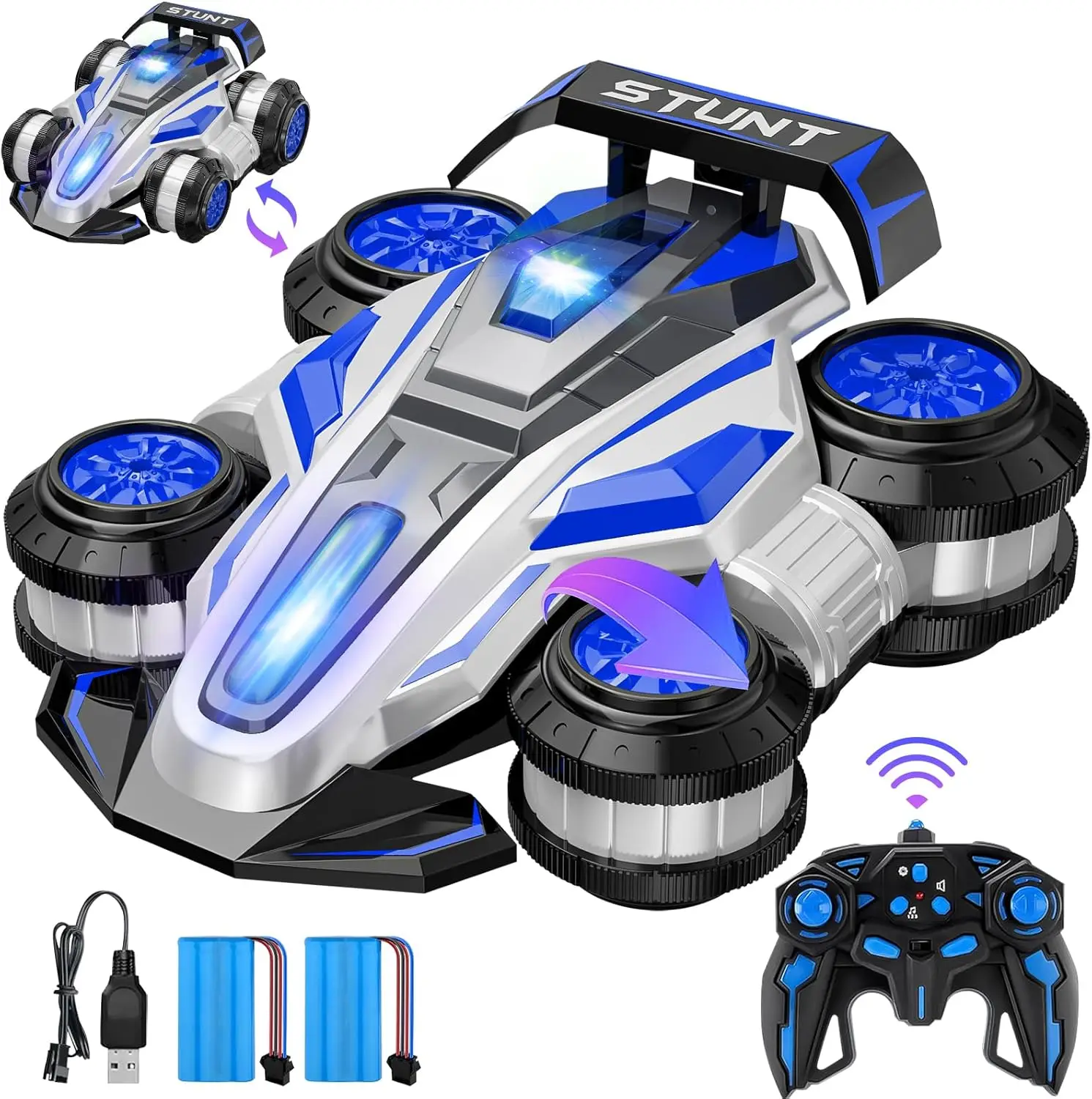 

High-Speed Drift Stunt Car, Transformable RC Toy for Kids Ages 4-16, Blue Birthday Gift