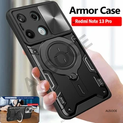 For Redmi Note 13 Pro 5G Case Slide Lens Magnetic Stand Cover for Xiaomi 14 Pro 13T 12T Redmi Note 11 12S 12 Pro Plus 13C 12C