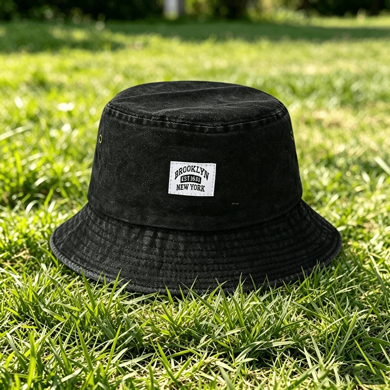 1 Stück Retro Fischerhut, leicht gewaschen, mit Musterdruck, Vintage-Stil, leichter Allround-Bucket-Hat X Angelhut X Dad Hat, Unisex