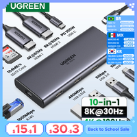 UGREEN Dual HDMI USB-C HUB 8K 4K HDMI Adapter 10 in 1 Splitter with RJ45 USB3.0 PD 100W Dock for MacBook Pro Air Laptop USB HUB
