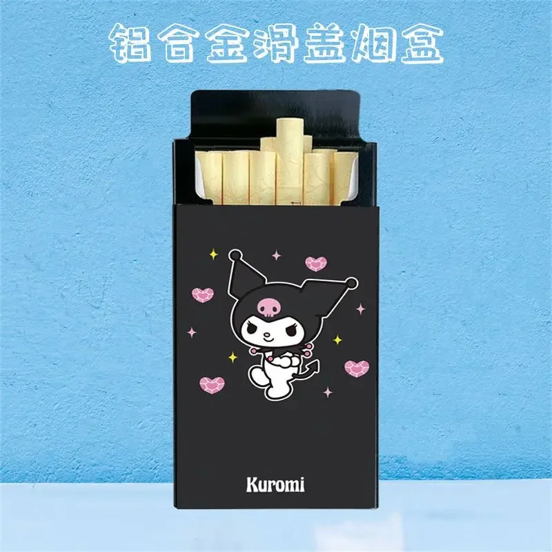 Sanrio cute Kuromi cursore in lega di alluminio cartoon portasigarette portatile personalizzato guscio protettivo per sigarette regalo creativo