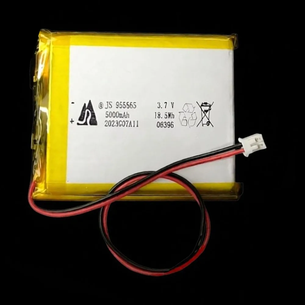 3.7V 5000mAh 955565 Polymer Lithium Rechargeable Battery With PH2.0 2P Plug For Power Bank GPS Hand Warmers Bluetooth Headset