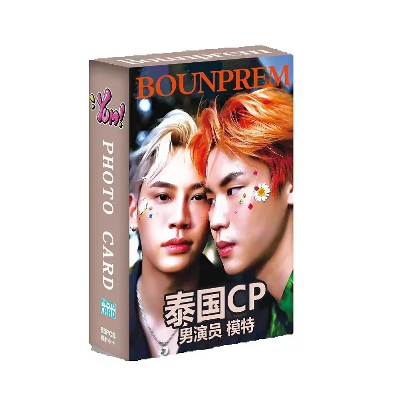 55 Sheets/Set Thailand Stars BounPrem Laser Lomo Card  Boun Prem Figure Mini Postcard HD Photo Cards Fans Collection Gift