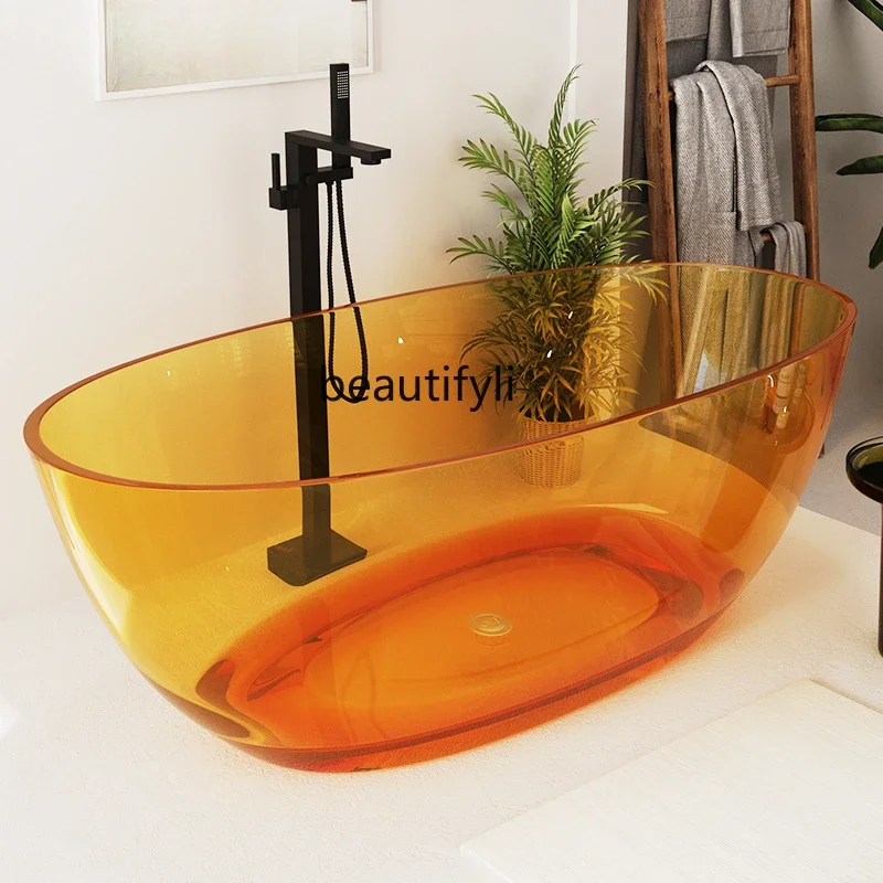 

Transparent Bath Household Oval Artificial Stone Crystal Resin Hotel Double Bath Independent Japanese Style53