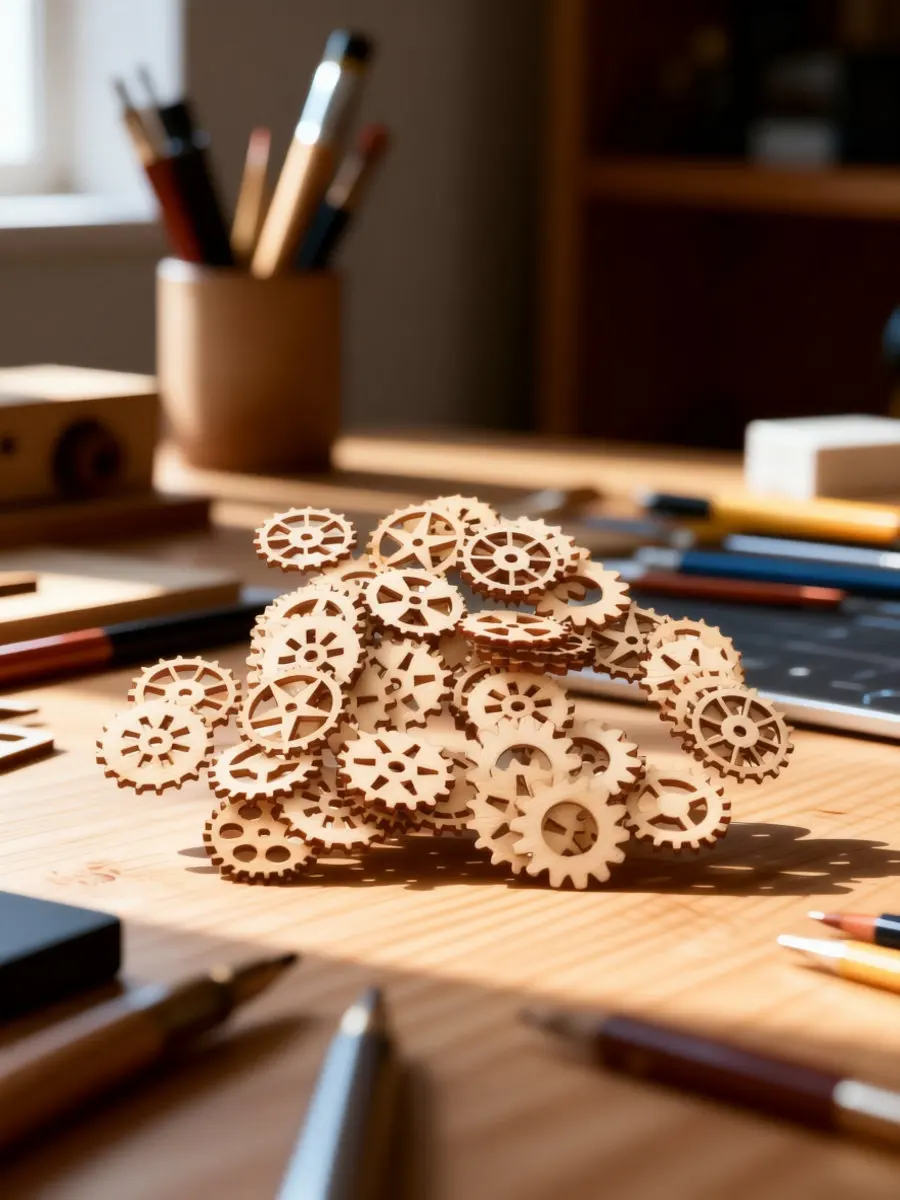 100Pcs Wood Gear Craft Pieces Decorative Embellishments for DIY Kids Handmade Crafts Home Decor Wall Signs 25Mm Wooden Ornaments