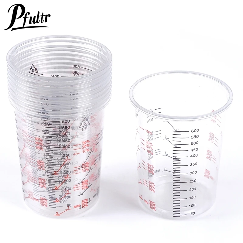 High Quality 10Pcs Plastic Paint Mixing Cup 600ml Mixing Pot Paint Mixing Calibration Cup For Precise Mixing Of Paint And Liquid