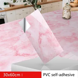 4pc/set Pink Marble Tile Stickers Thicker Wallpaper Sticker Self-Adhesive Kitchen Bathroom Waterproof Wall Sticker Home Decor