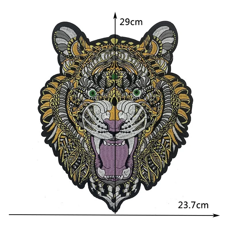 High Quality Domineering Punk Tiger Lion Embroidered Patches Iron-On Clothing Fashion Style Appliques For Shirts Clothing Craft