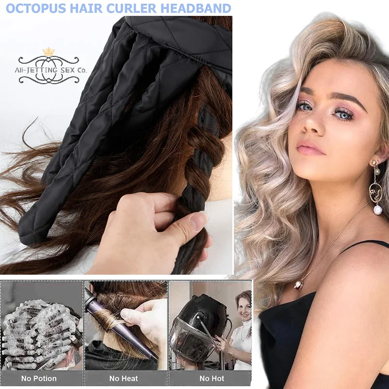 

Heatless Styling Solution: Adjustable Curling Rod Headband, Removable Claw Design for Easy Curls