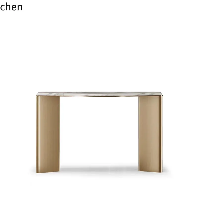 CZ Rock Slab Entryway Table Living Room Entryway Model Room Wall-Mounted End View Table Italian Minimalist Marble Entryway Table