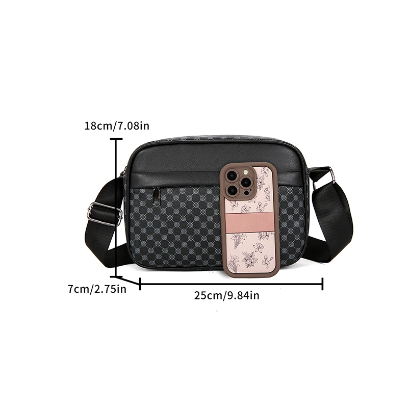 VC-Bolso cruzado ligero de cuero PU para hombre, bolsa de un solo hombro con estampado de cuerpo completo, bandolera pequeña informal para diario, 1