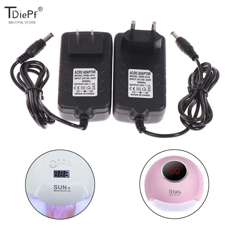 EU/US 24V 1A Power Supply Adapter Charger 24W UV LED Lamp Nail Dryer Nail Art Tools 