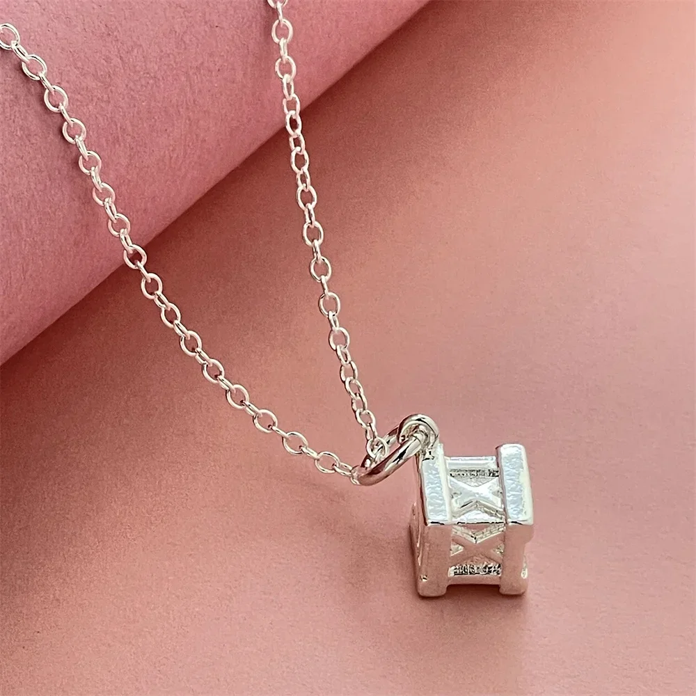

Exquisite 925 silver jewelry, Roman pendant with thin necklace, suitable for daily wear or gift giving