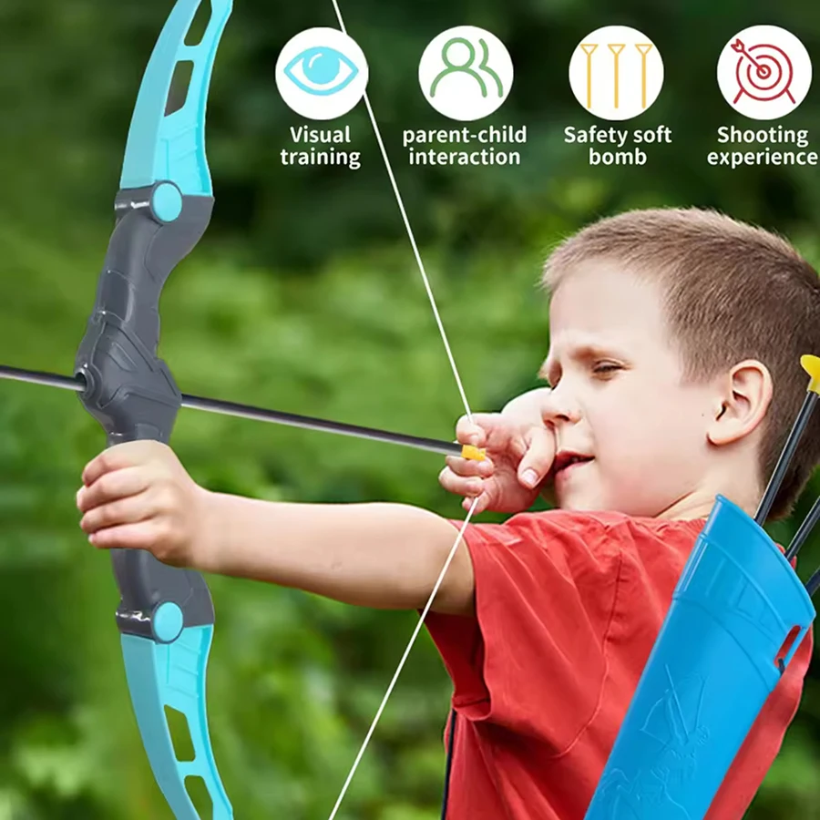 1pc52cm Bow and Arrow Children Toy Outdoor Shooting Practice Toy with Target Multiplayer Competition Sport Birthday Gift for Kid