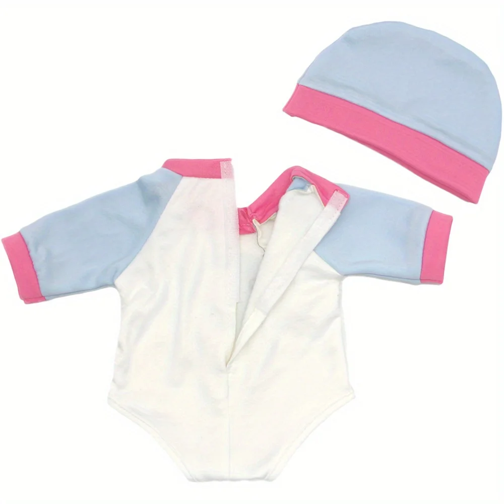 女の子用の白と青の象の人形の服,人形用のロンパース,18インチのスーツ,54.7 cm,アメリカの人形に適した1セット