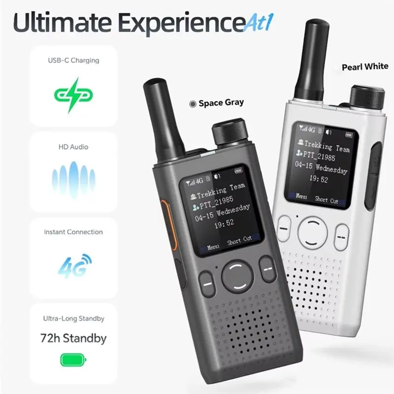 [NEW!】 AT1 Upgraded 5G POC Radio,Unlimited Distance Nationwide Intercom ,2200Mah Two-Way Walkie Talkie For Hiking Camping