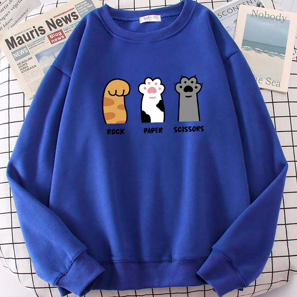 

Rock Paper Scissors Cat'S Claws Prints Sweatshirt Women Oversize Pullover Autumn Fleece Clothing Hipster Multicolor Streetwear