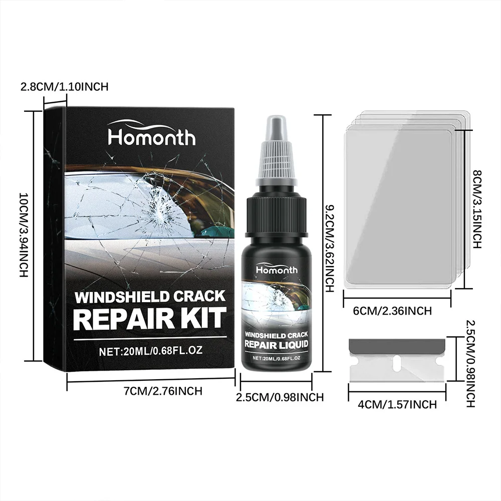 Kit de reparo de rachaduras de para-brisa, 20ml, rachaduras, kit de reparo de para-brisa de vidro para chips e rachaduras, fluido de reparo de rachaduras de para-brisa de carro