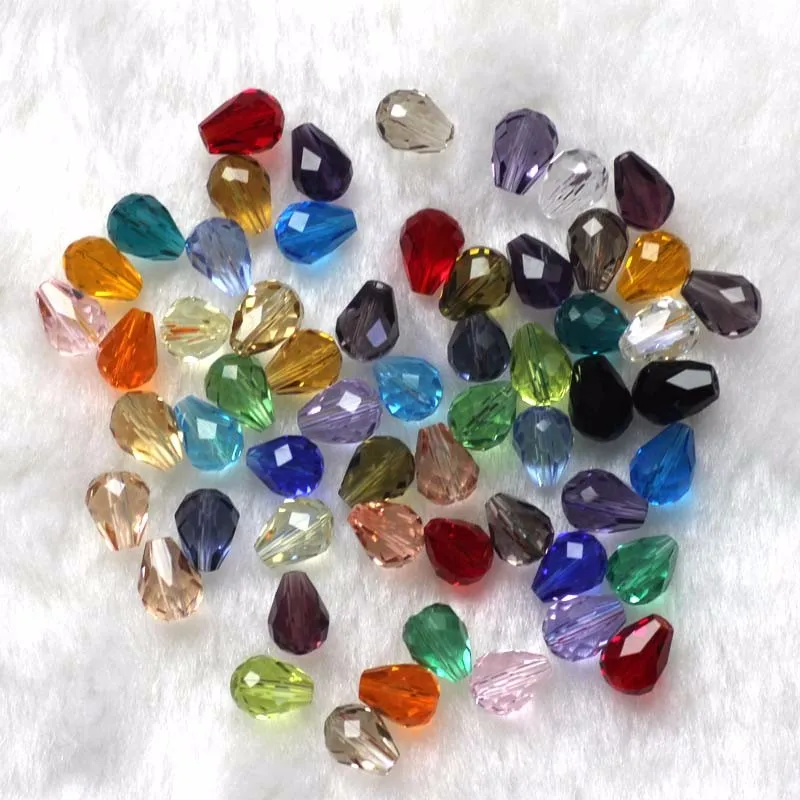 StreBelle 8x6mm 50pcs Crystal Glass Beads Tear Drop Shape for Fashion Jewelry Earring Bracelet Accessories