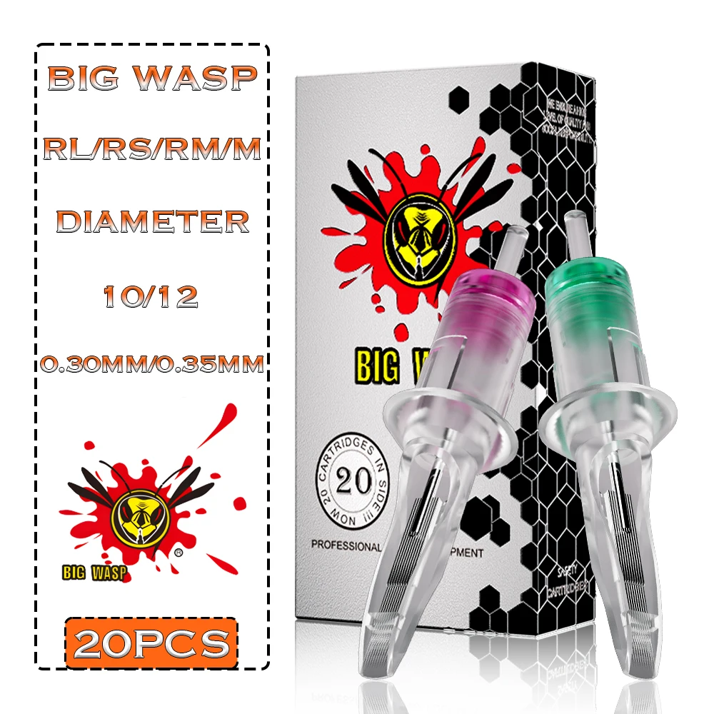

BIGWASP 20 шт. одноразовые стерильные безопасные картриджи-иглы для тату-машинок без обратного потока чернил, для боди-арта и косметических процедур