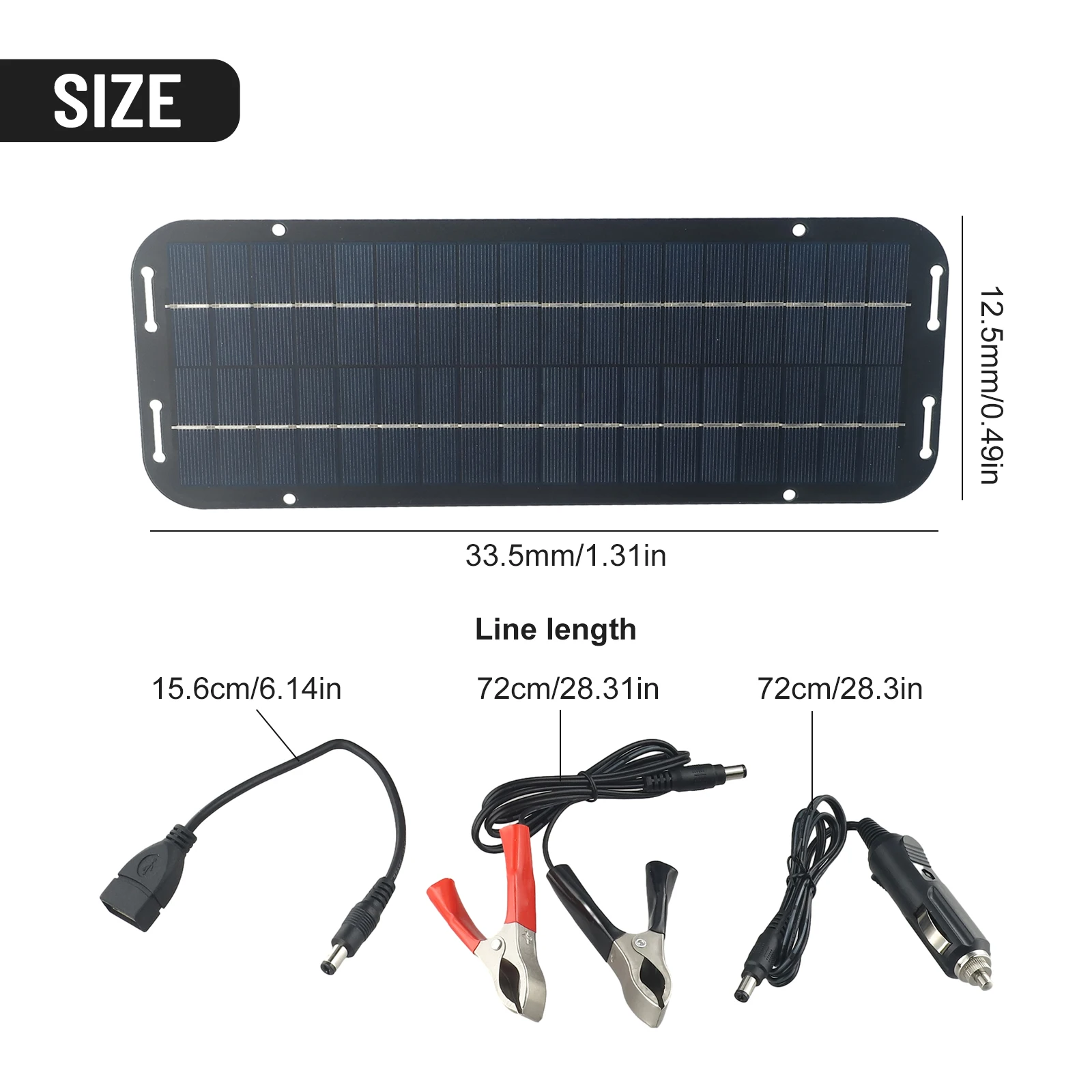 12V 60W Solar Panel Trickle Charger for Caravan Van for rv Boat with PET Laminated Monocrystalline Cells and 335x125x3mm
