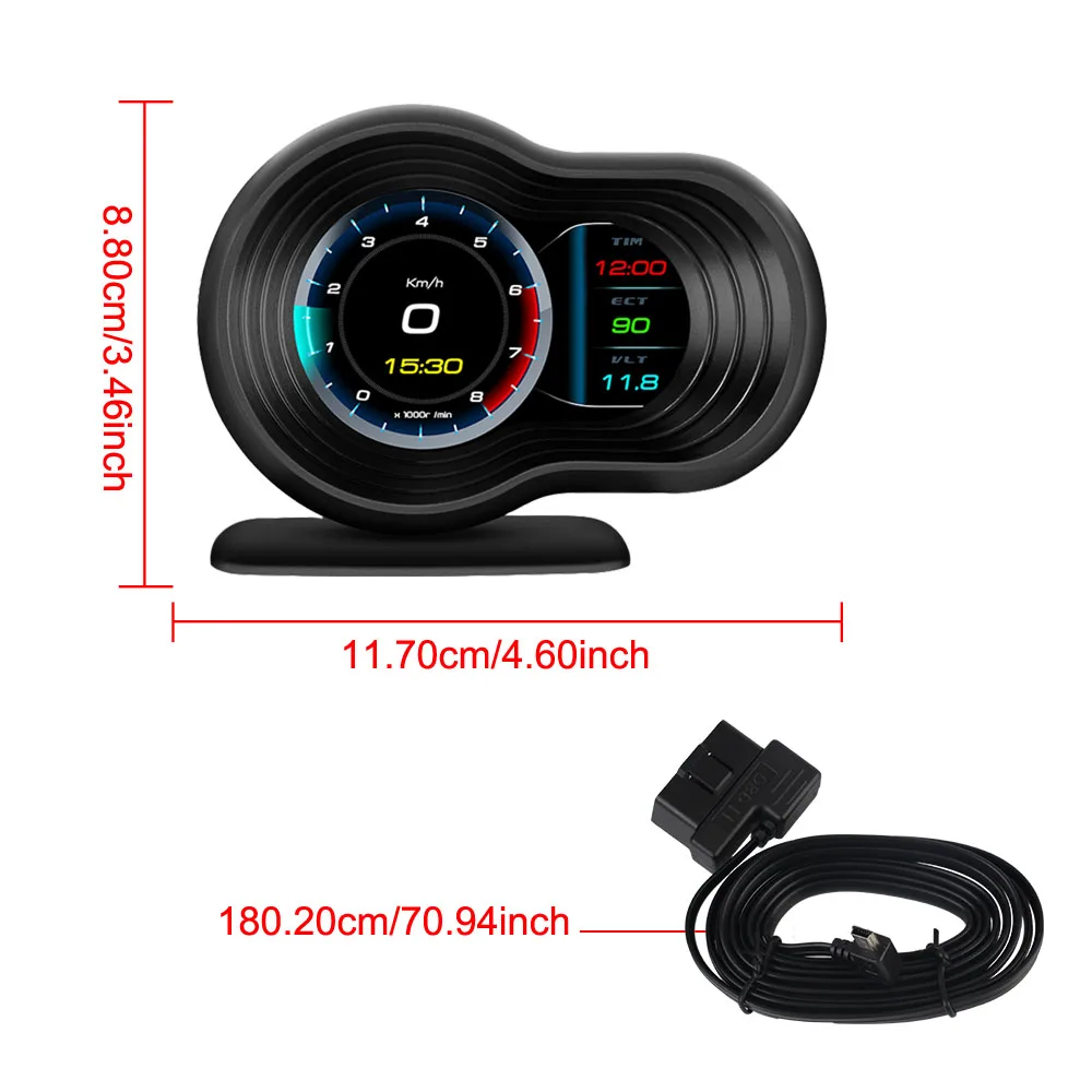 Overspeed Alarm EOBD OBD Head Up Display Multi Functional Tester 3.5 Inch Car HUD Universal F9 Digital Speedometer