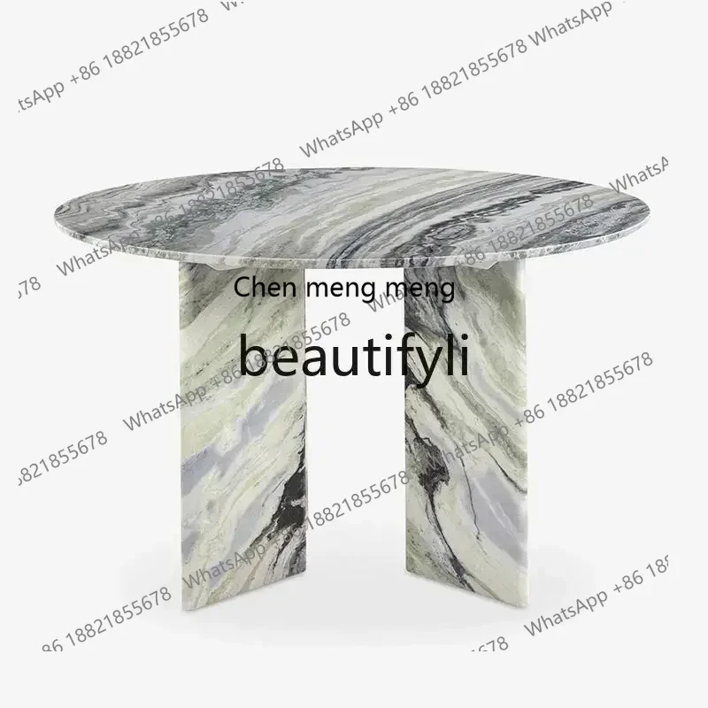 182Q Italian minimalist round marble dining table Small apartment light luxury stone high-end dining table