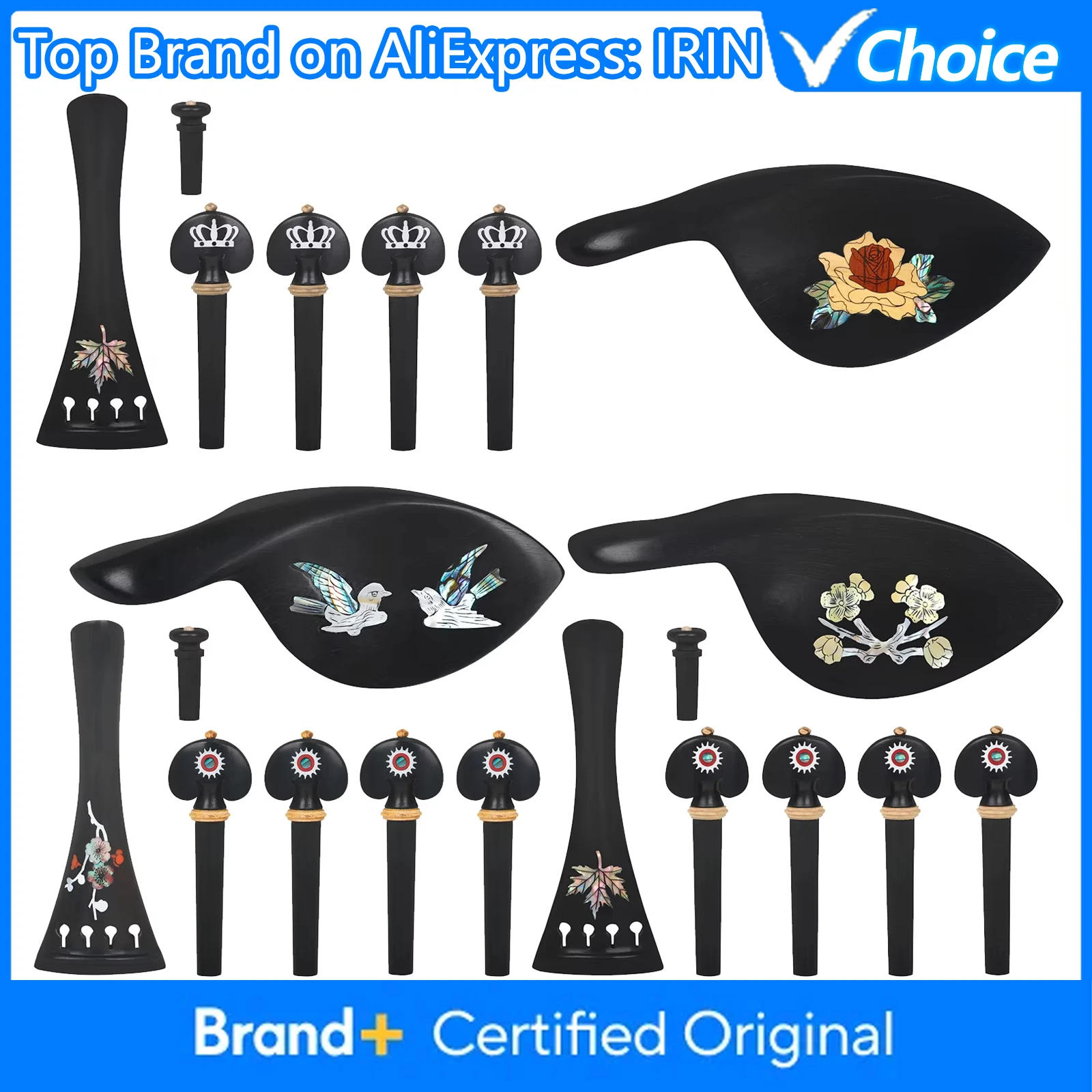 

IRIN, 4 шт. аксессуаров для скрипки: тремоло-механизм + ось тремоло + колышек для струн + подставка для подбородка для скрипок 4/4-3/4, запчасти для струнных инструментов