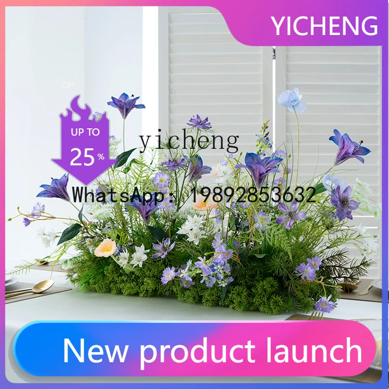 X2 Forest Style Finished Artificial Flowers Restaurant Long Table Wedding Arrangement Photography Props Decoration