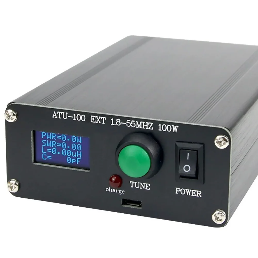 Sintonizador de antena mini automático para equipamento de rádio 1,8 ~ 55 MHz 0,96 pol. com caixa ATU-100