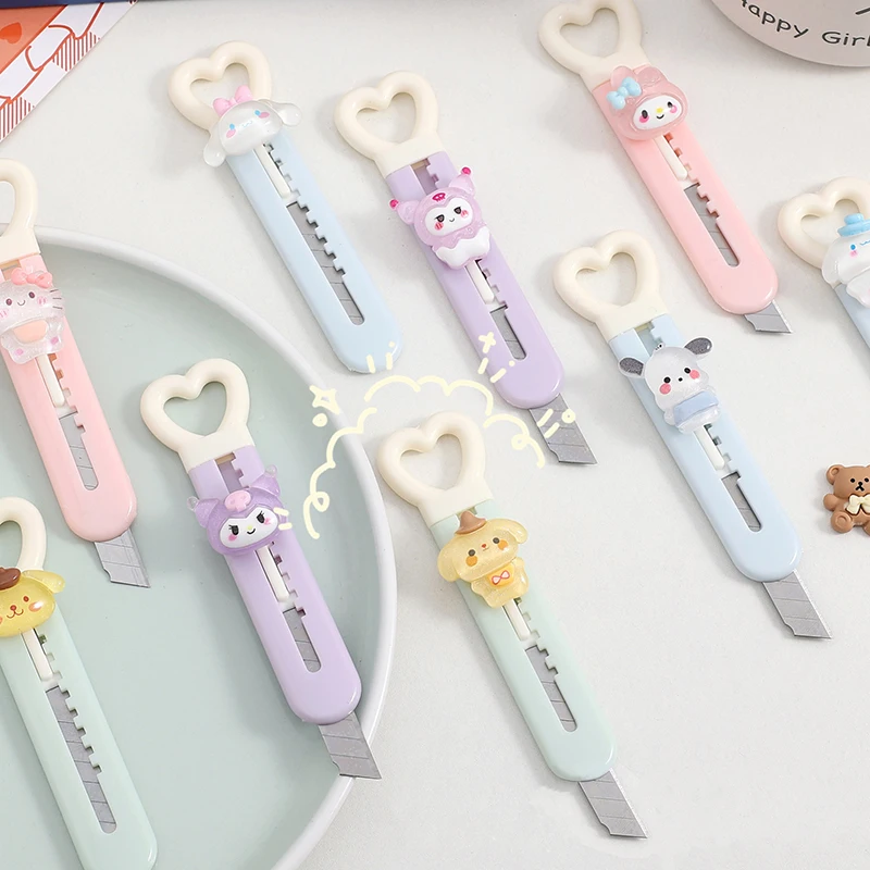 

5/10pcs Sanrio Utility Knife Kawaii Hello Kitty Kuromi Art Knife Express Box Knife Paper Cutter Wrapping Stationery Supplies