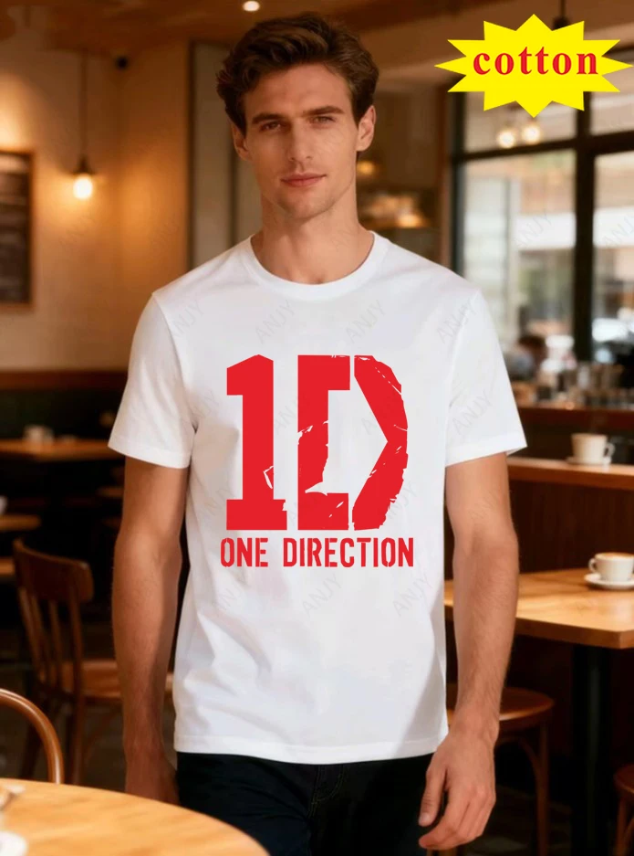 One Direction Retro Vintage Vintage Vintage 1D Letter Printed Round Neck T-shirt for Both Men and Women Casual Top