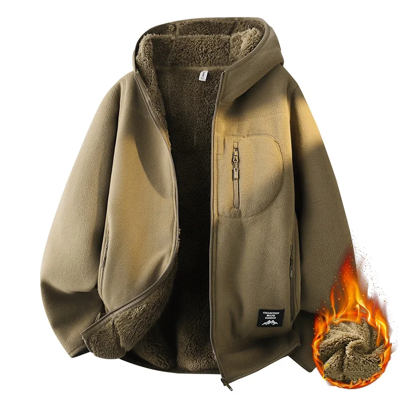 

Fleece Jacket Winter Thickened Warm Hooded Men's Stylish Versatile Trendy Men's Clothing