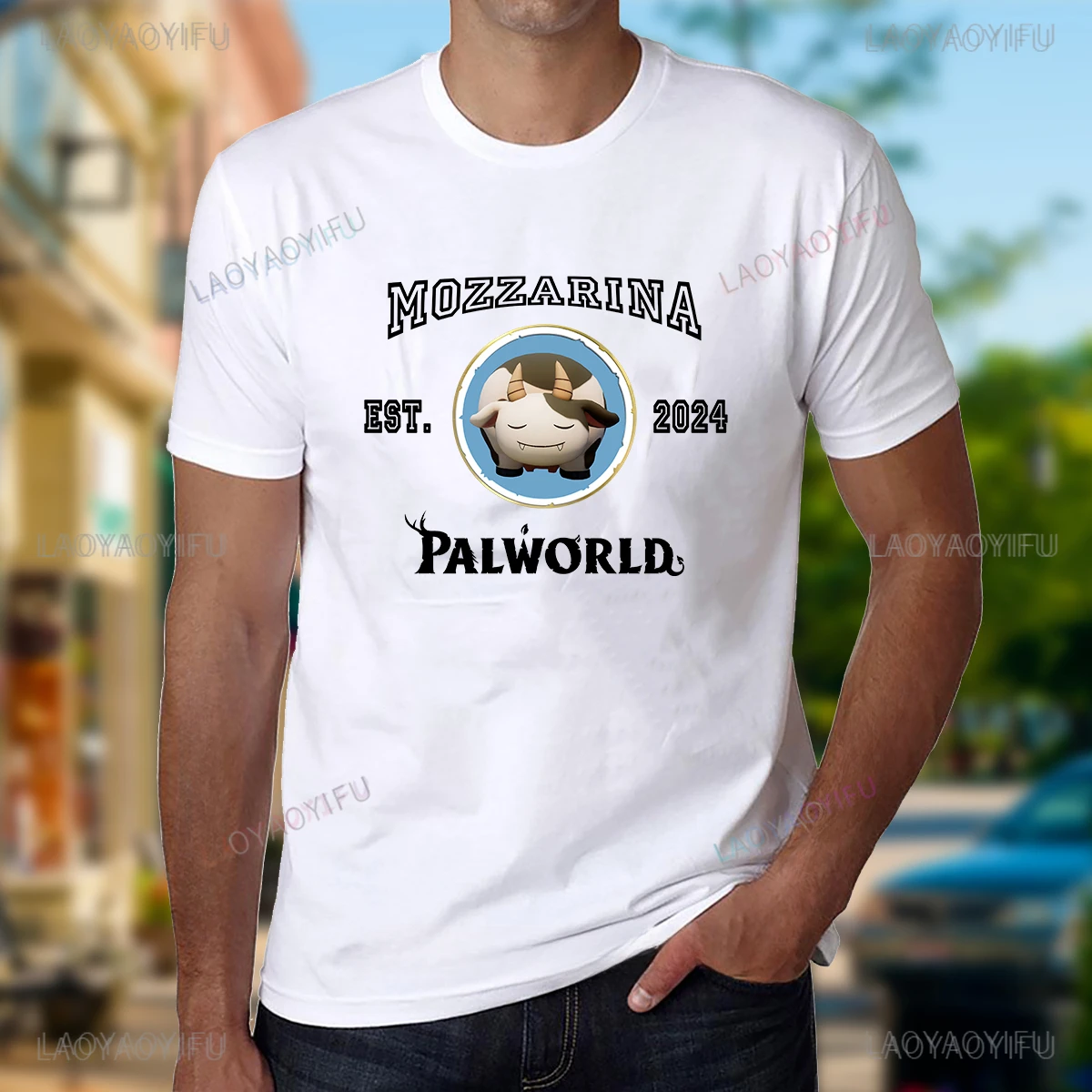 Palworld T Shirt Kawaii Pal MOZZARINA Print Tops Hot Game Lovely Pal Graphic T Shirts Fashion Retro Style Men Women Tee