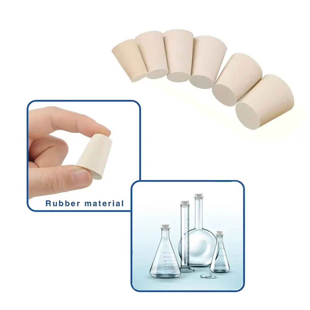 0#~5# Laboratory Rubber Plug Bungs Flask Tapered Tube Solid White Alkali-resisting Lab Push-In Sealing Plug