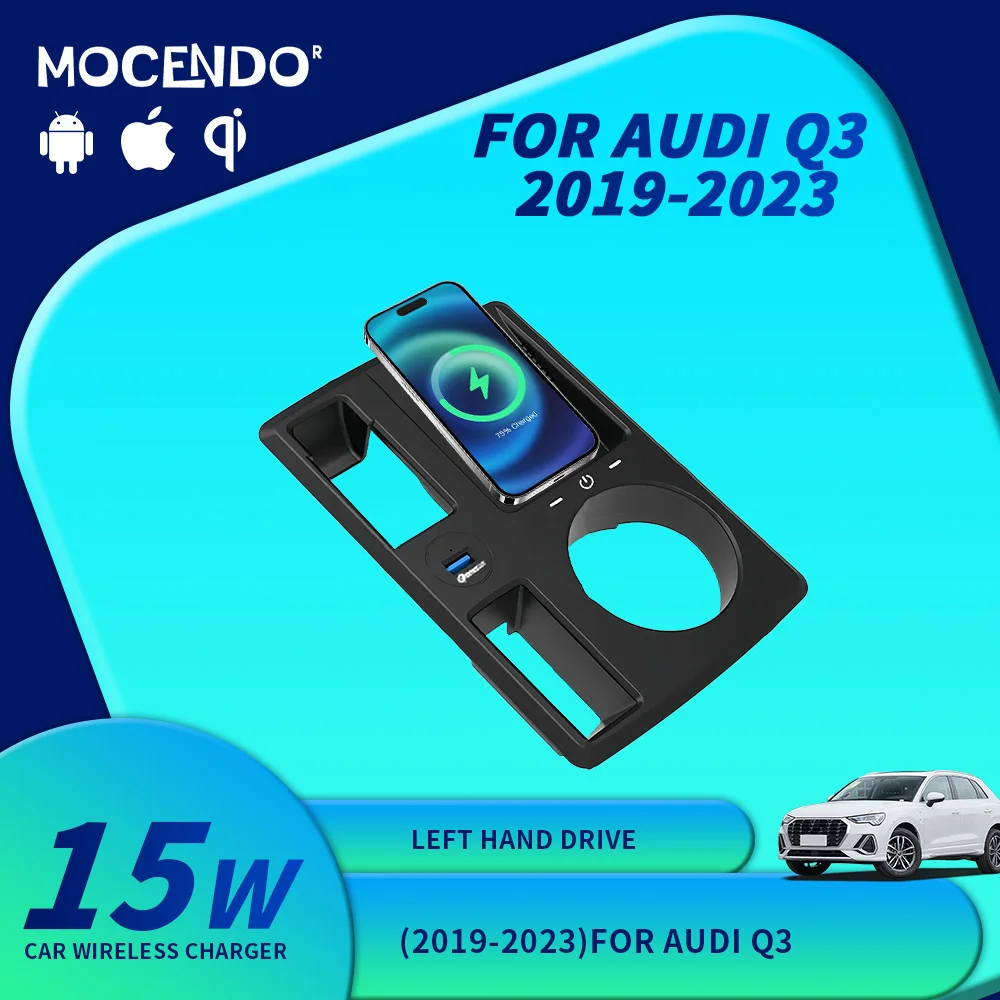 

Qi 15W Fast Car Wireless Charger for Audi Q3 Magnetic Phone Holder Mount for iPhone .Anti-Slip Stable Charging Slot 2019-2023
