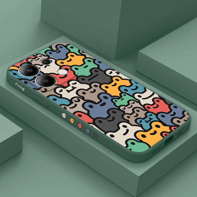 

Colorful Frog Phone Case For Xiaomi Redmi Note 14 13 12 12S 11 11S 10 10S 9 9S 14C Pro Plus 4G 5G Liquid Silicone Cover