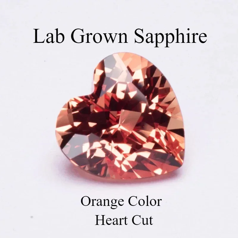 

Lab Grown Sapphire Heart Cut Orange Color VVS1 Gemstone for Charms Diy Jewelry Making Necklace Selectable AGL Certificate