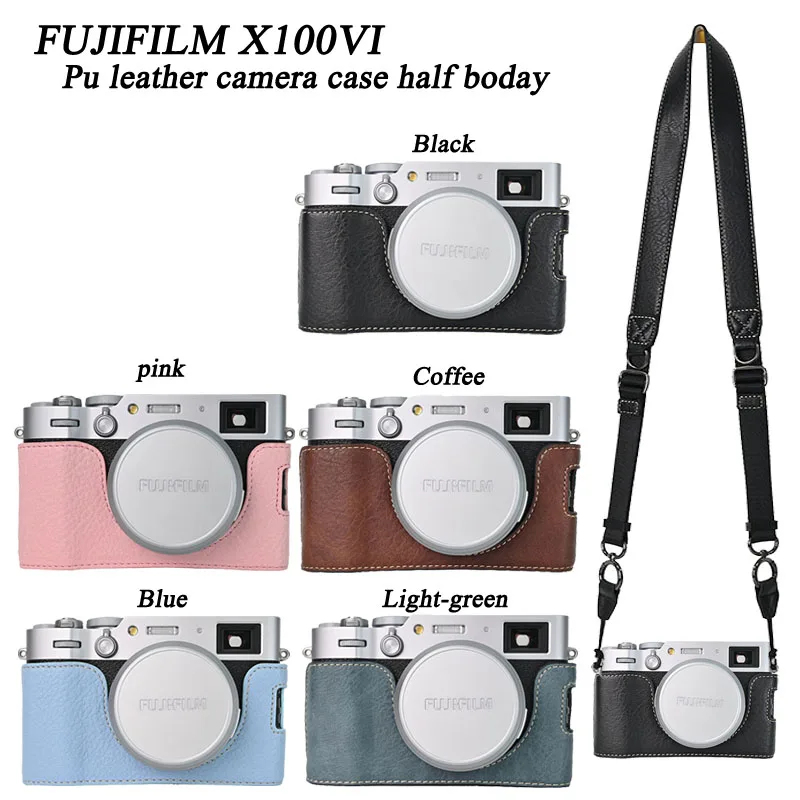 Pu Leather Camera Case Half Body For Fujifilm X100 VI  X100 Mark VI
