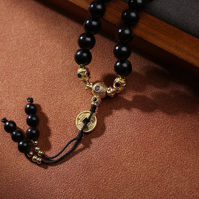 Sandalwood 108 prayer bead pendant, Dapeng bird, Tianzhu, water patterned Tianzhu, God of Wealth, Buddha bead accessory